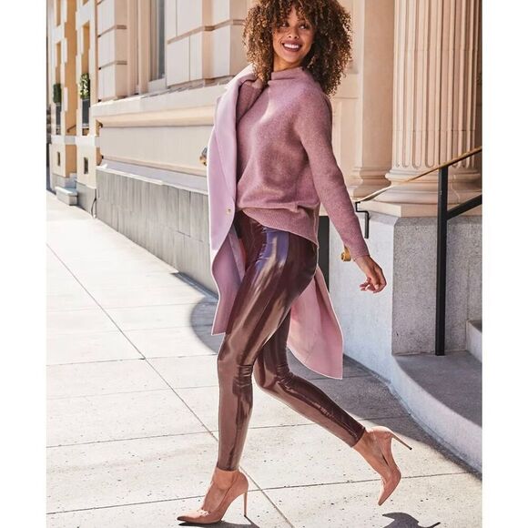 SPANX Faux Patent Leather Leggings in Ruby Size M - Picture 12 of 12